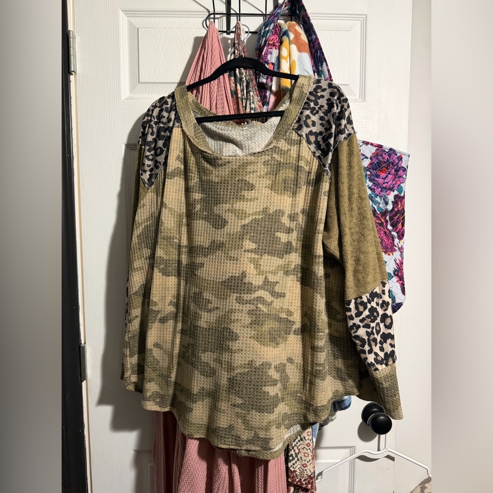 Cato Camouflage and Leopard Print Sweatshirt